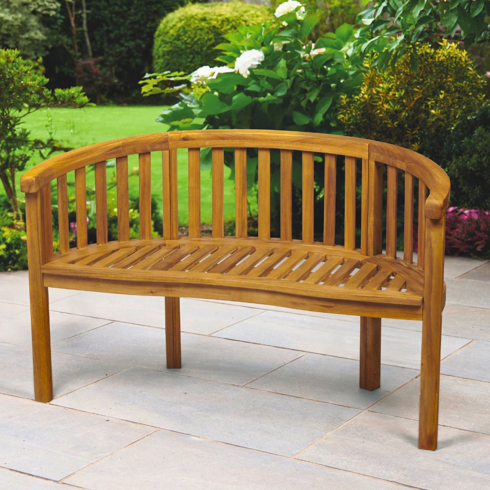 Greenhurst Woodfield Curved Garden Bench in Natural & Sage Green
