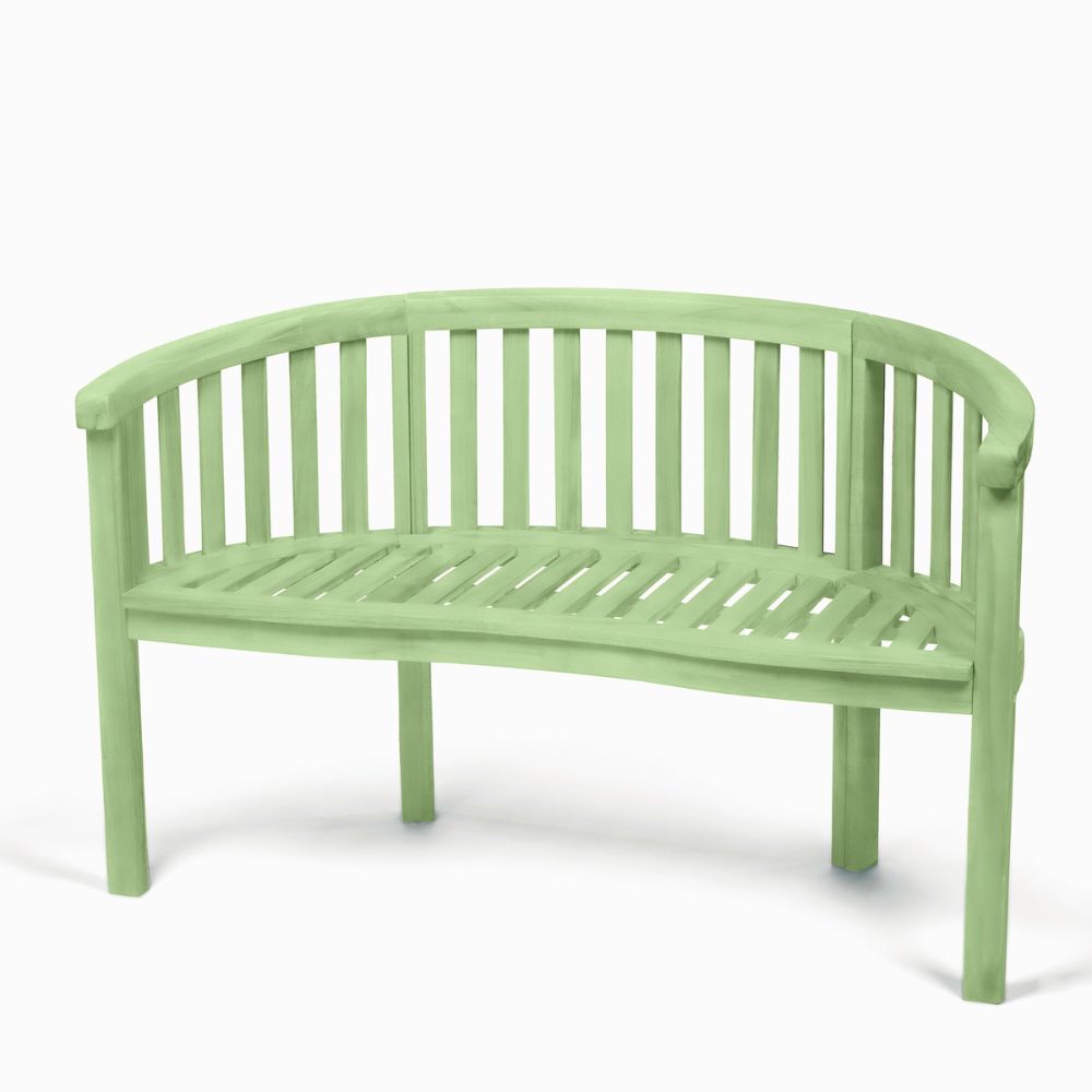 Greenhurst Woodfield Curved Garden Bench in Natural & Sage Green
