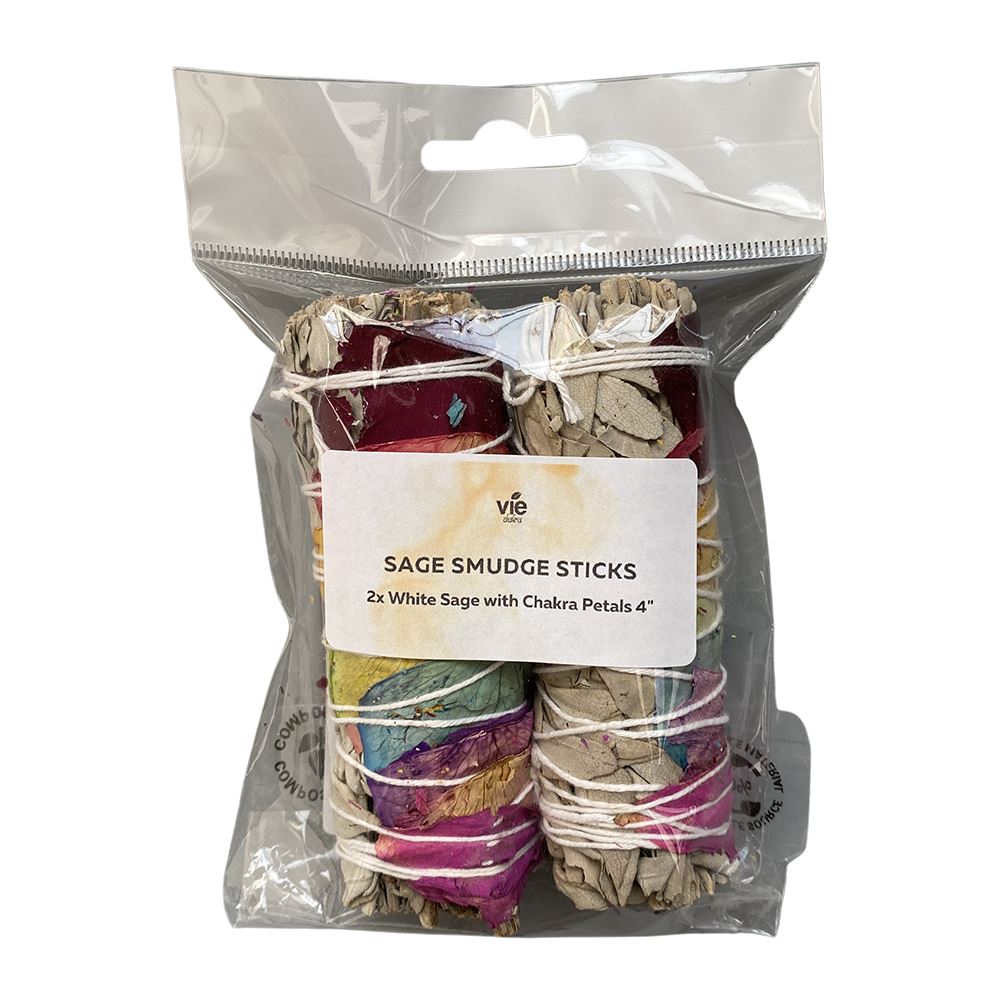 2x Chakra Petals White Sage 4" Smudge Sticks