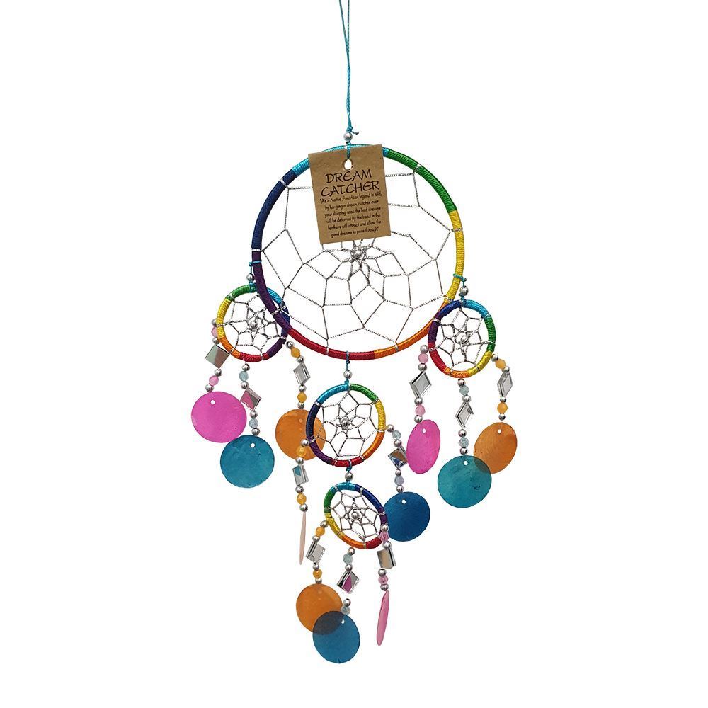 Capiz Dream Catcher, No Feathers, 12cm, Rainbow