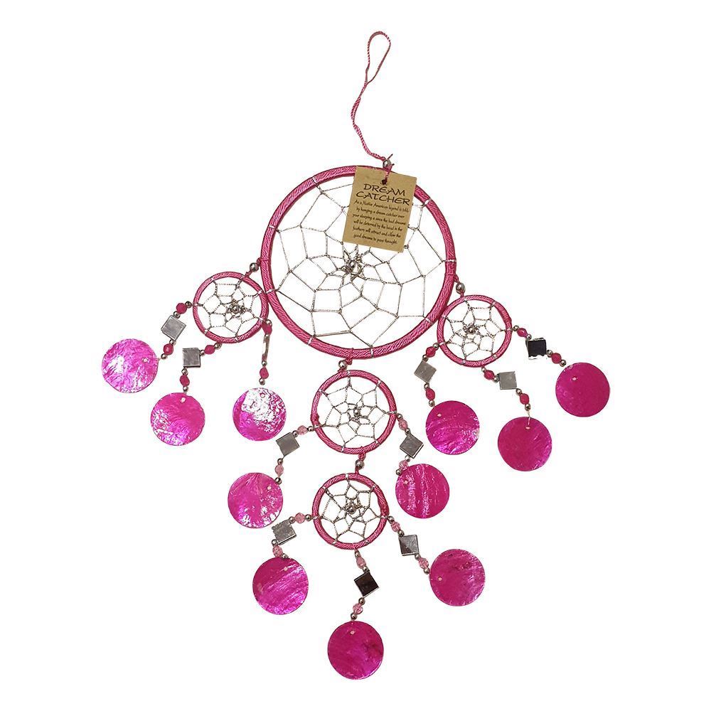 Capiz Dream Catcher, No Feathers, 12cm, Pink