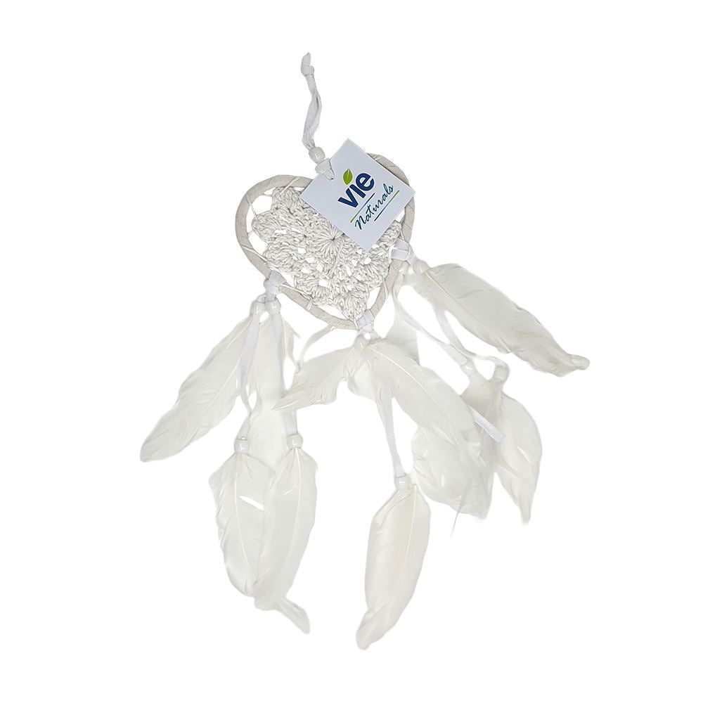 Vie Naturals Heart Shaped Dream Catcher, 9cm, White