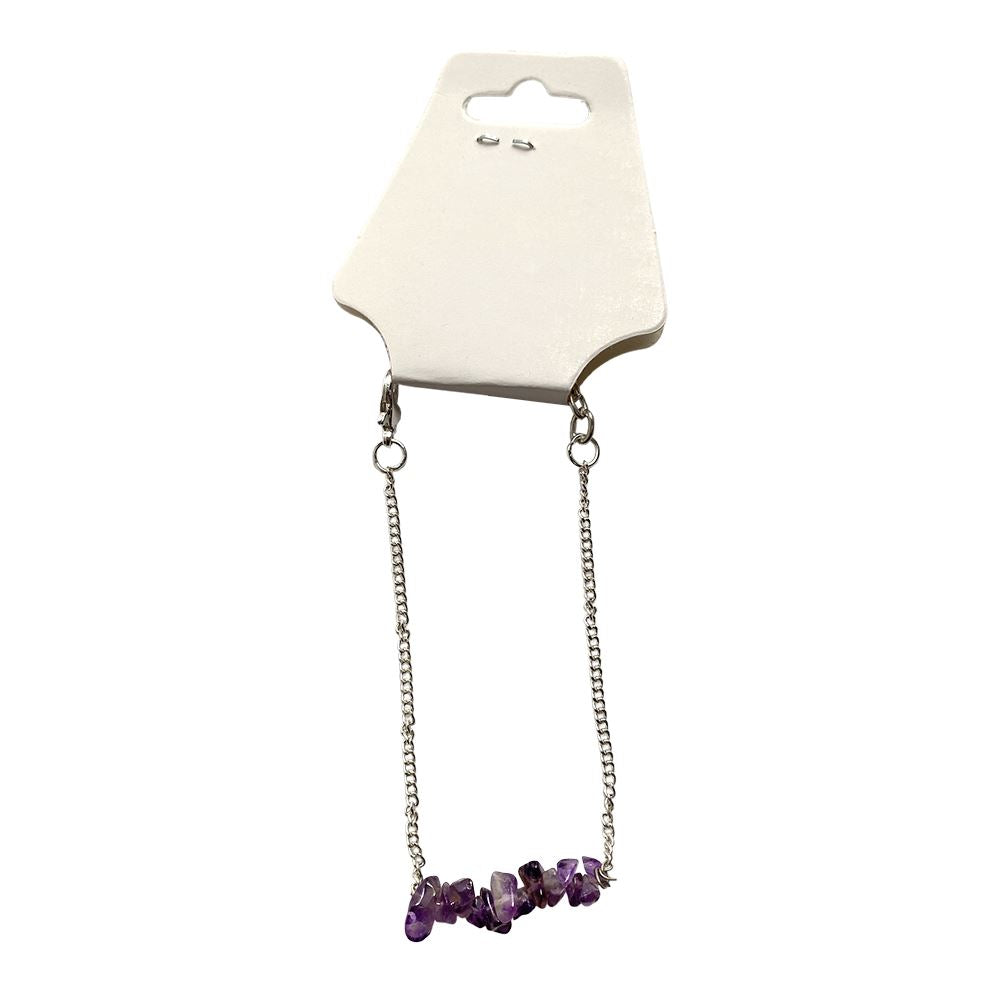 Silver Chain Chips Bracelet, Amethyst