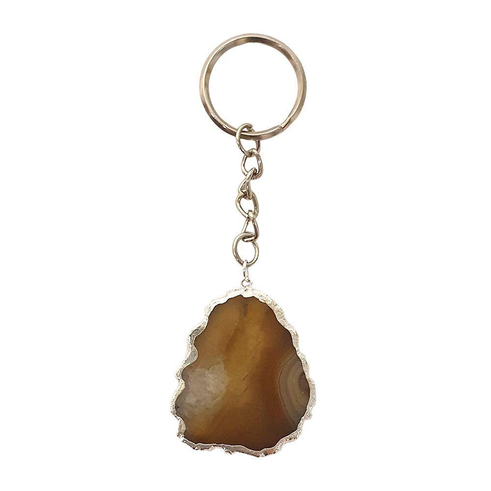 Agate Slice Keychain, Yellow