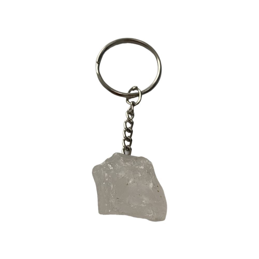 Raw Rough Cut Keychain, 9x3x3cm, Clear Quartz