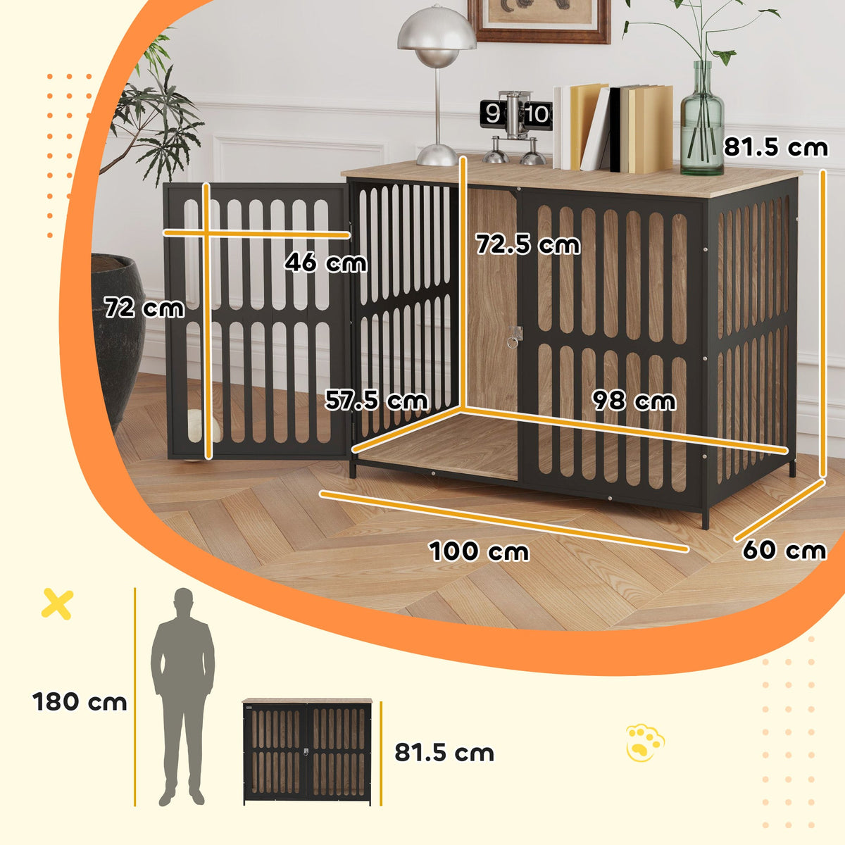 PawHut Dog Crate Furniture with Anti-Chew Resistant Mesh for Medium Dogs
