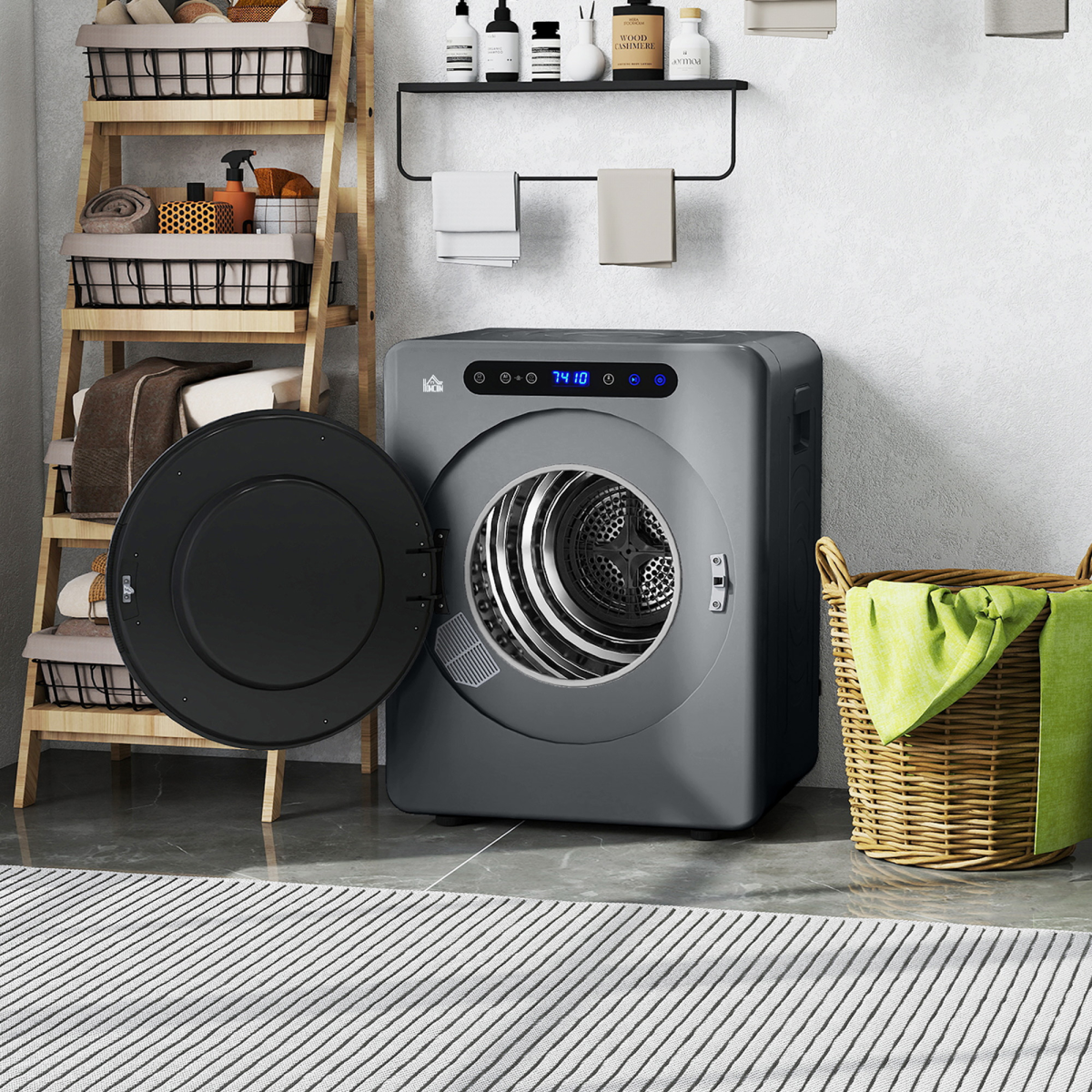 HOMCOM 4kg Portable Vented Tumble Dryer Machine with Timer, 6 Heat Settings