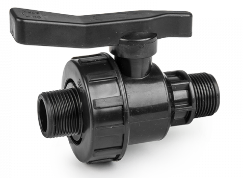 Full Flow Single Union Ball Valve PP 1inBSPM BSP Thread Fitting Water Connector