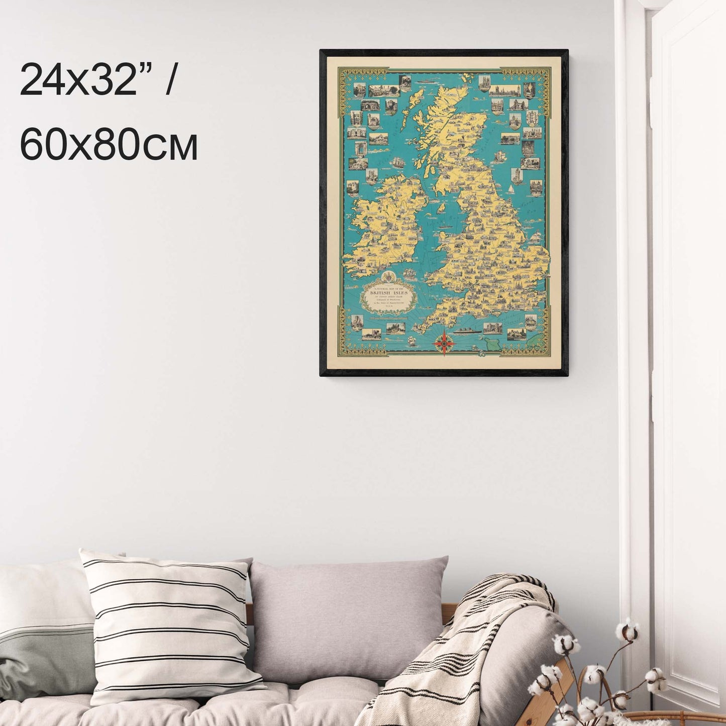 "Pictorial Map of the British Isles" on Framed Prints, Print-only, Framed Canvas, Acrylic, Canvas