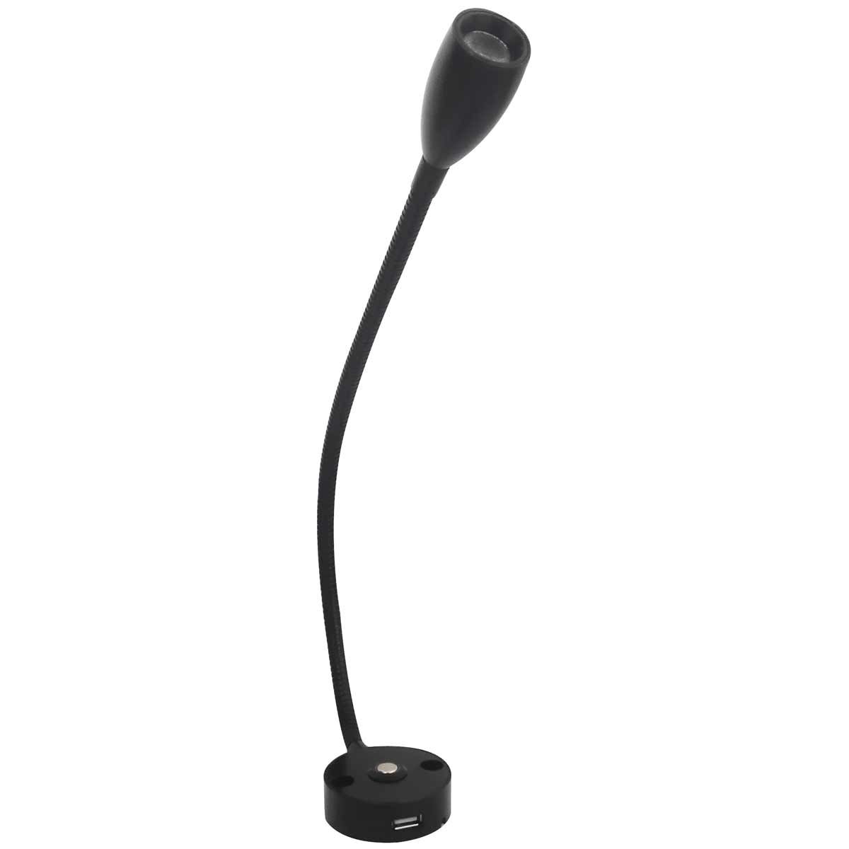 Long Neck Black LED Reading Light (Warm White / Touch Dimmable / USB) VL-750