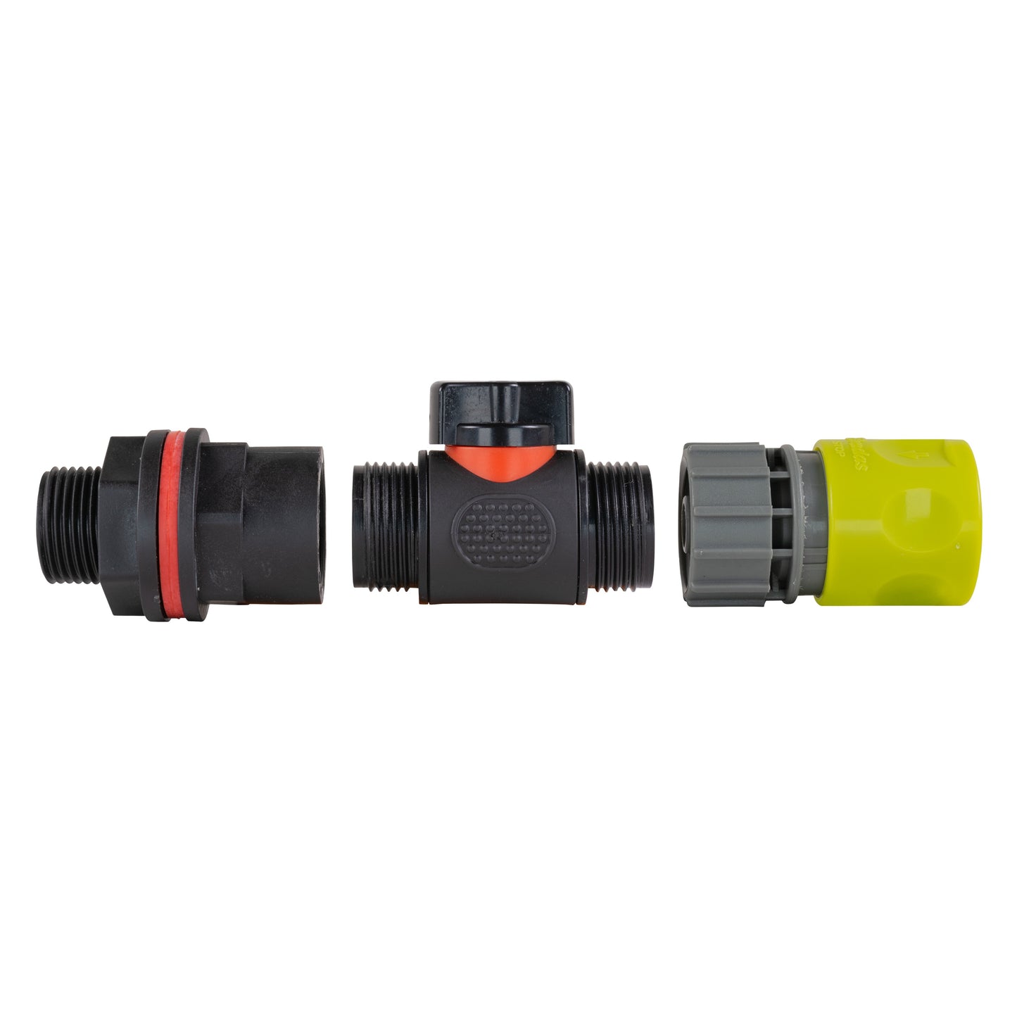 Water Butt Kit 3/4in with In-Line Valve + Female Quick Connector Lime