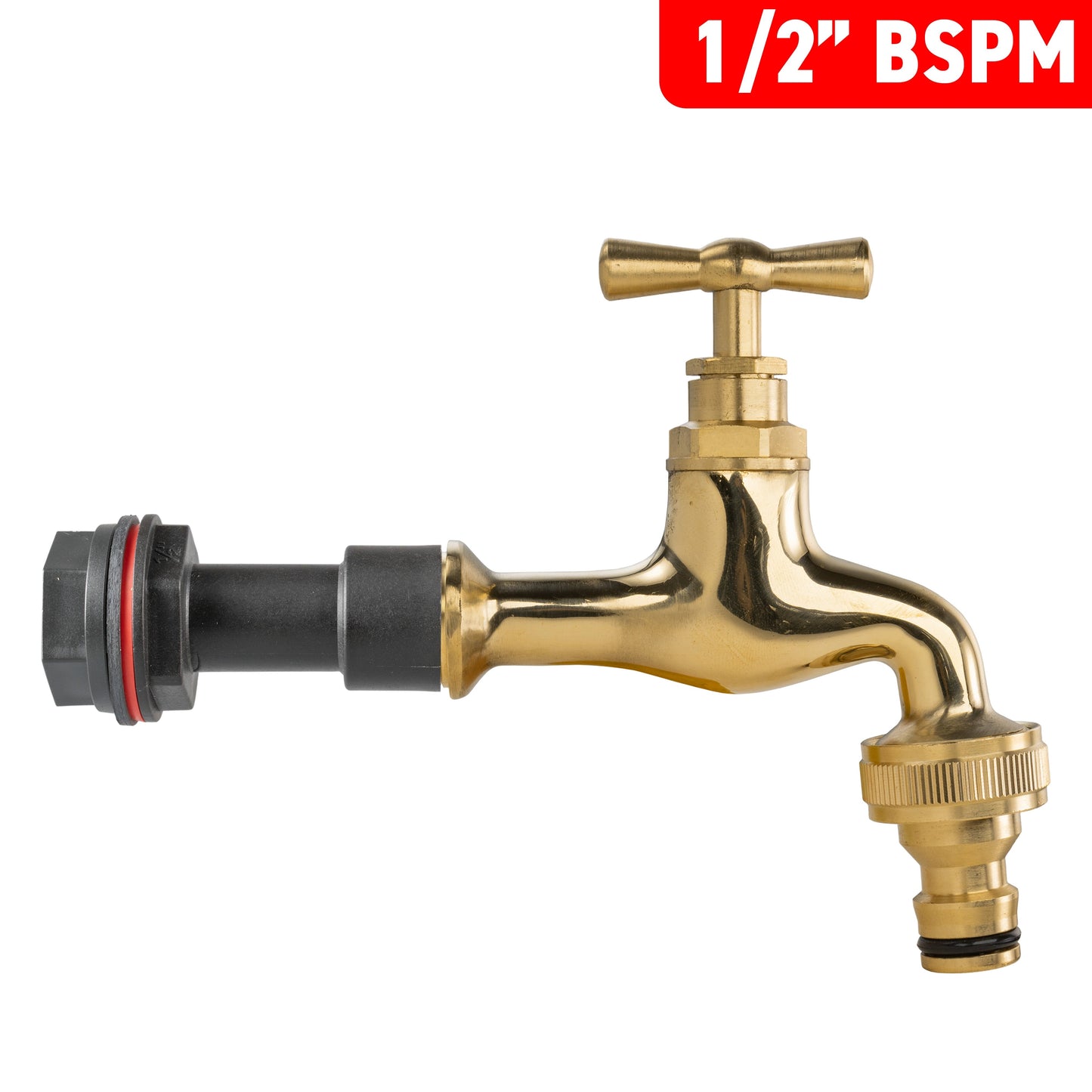Water Butt Extension Kit 1/2in with Quick Connect Polished Brass Tap Tap Adapter