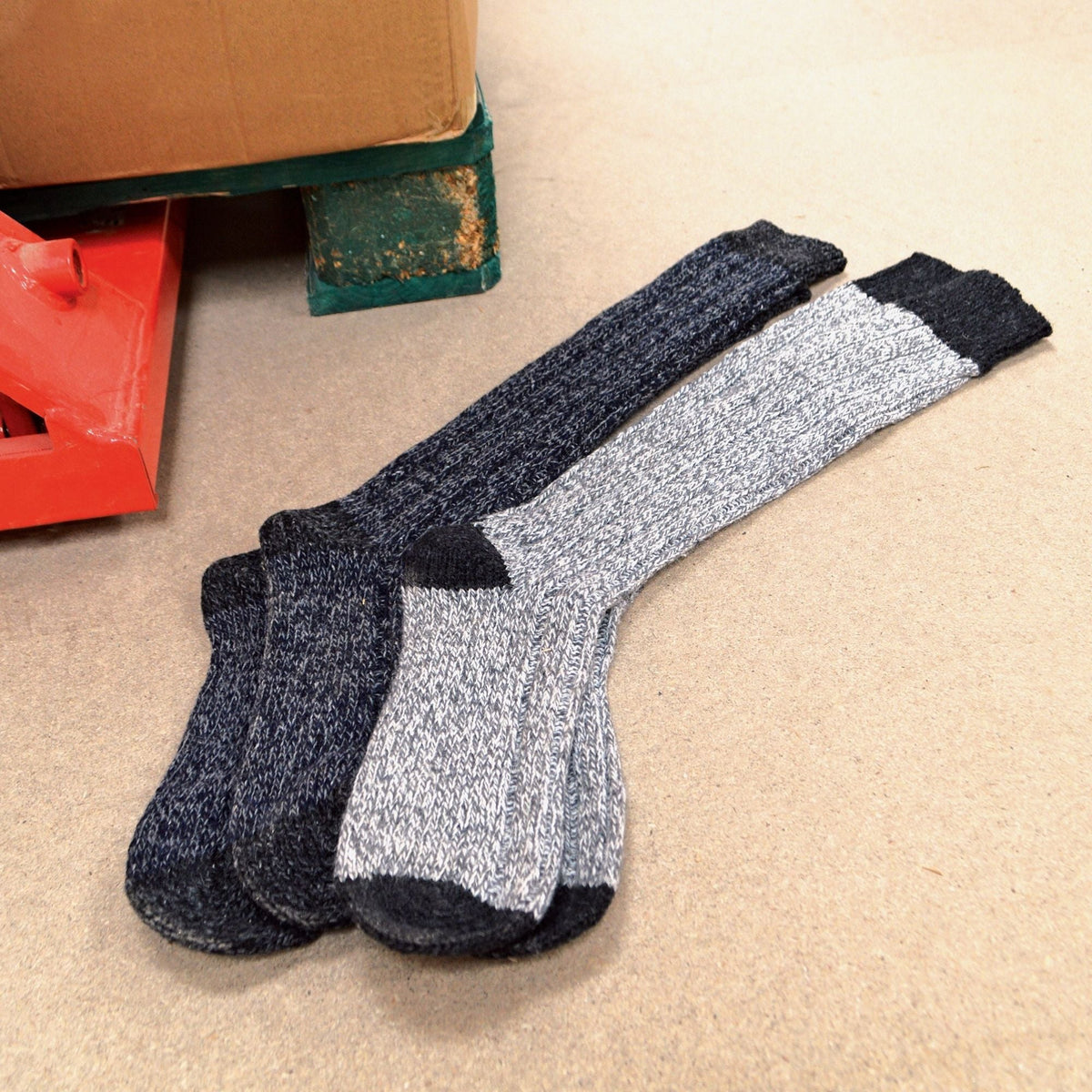 3 Pack Mens Extra Long Knee High Knitted Wool Boot Socks