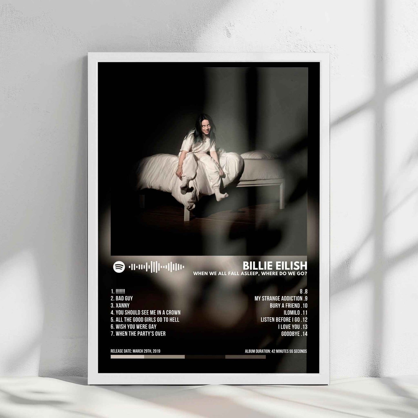 Billie Eilish "WHEN WE ALL FALL ASLEEP, WHERE DO WE GO?" Album Cover Poster - with Complete Tracklist