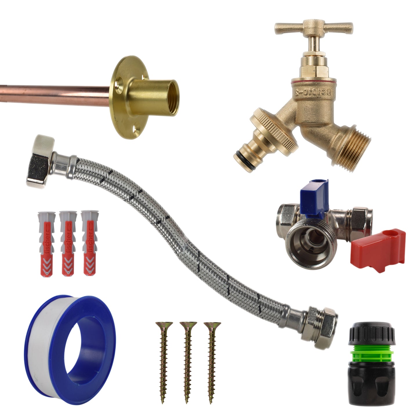 Brass Quick Connect Bib Tap STANDARD Connection Kit Garden Hose Pipe Tap Adapter