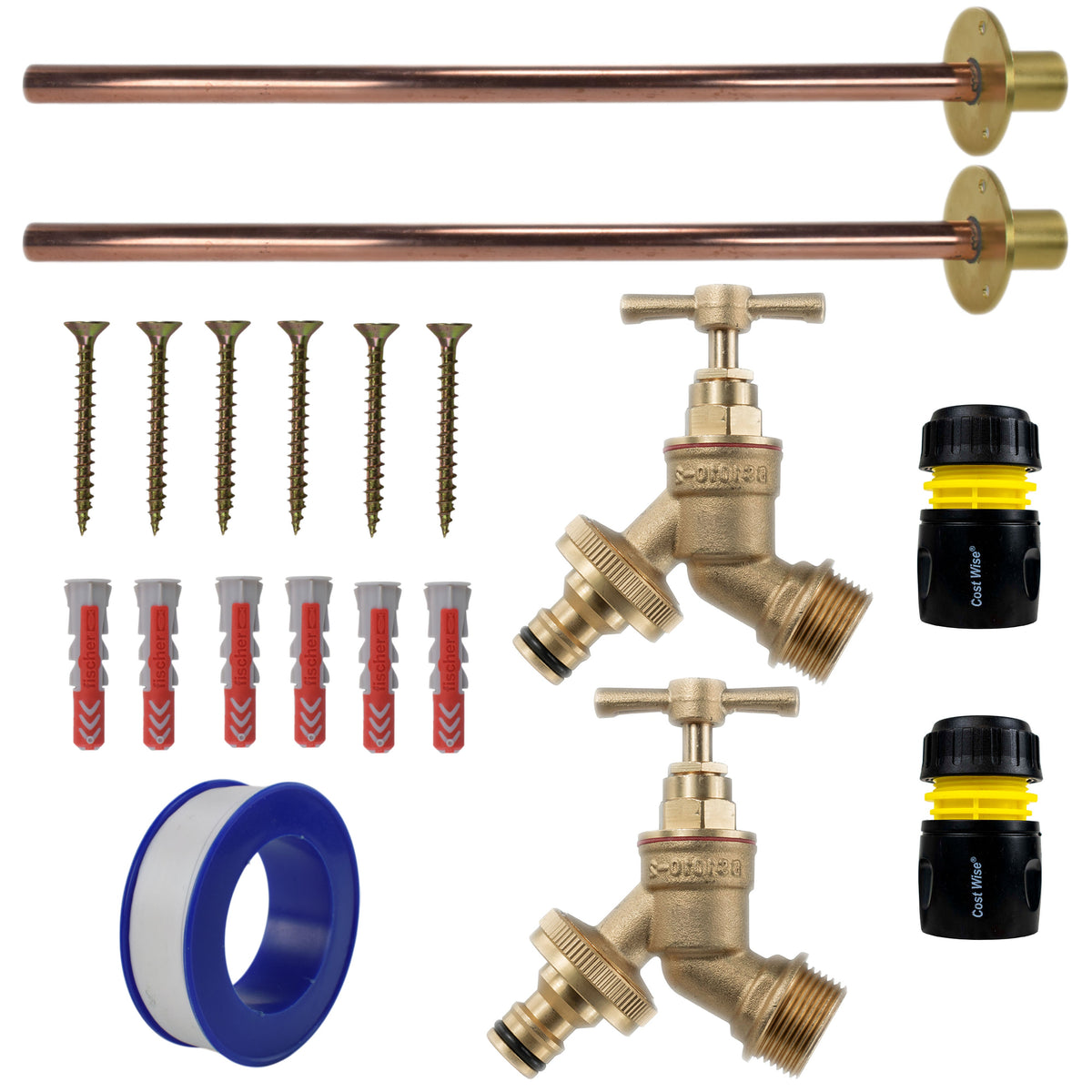 Brass Quick Connect Bib Tap BASIC Connection Kit x2 Garden Hose Pipe Tap Adapter
