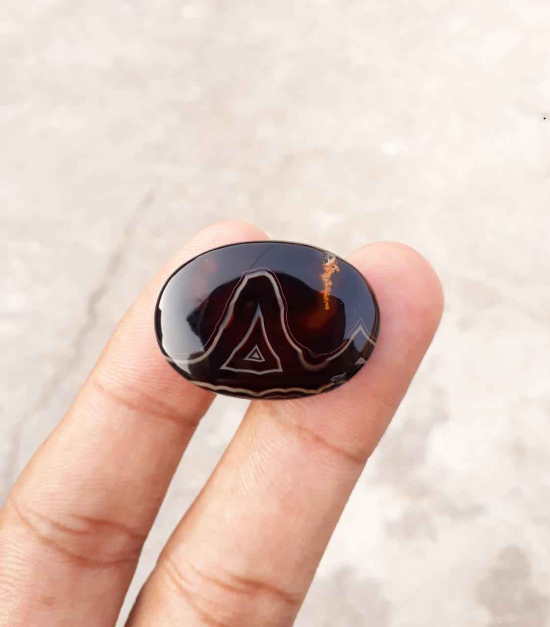 39ct Black Fortified Agate - Sulaimani Aqeeq -28x20mm