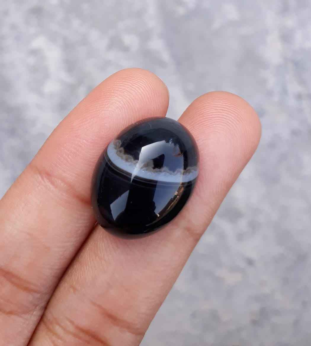 17.6ct-Black Onyx - Beautiful Onyx Gemstone - Onyx Agate - 21x16mm