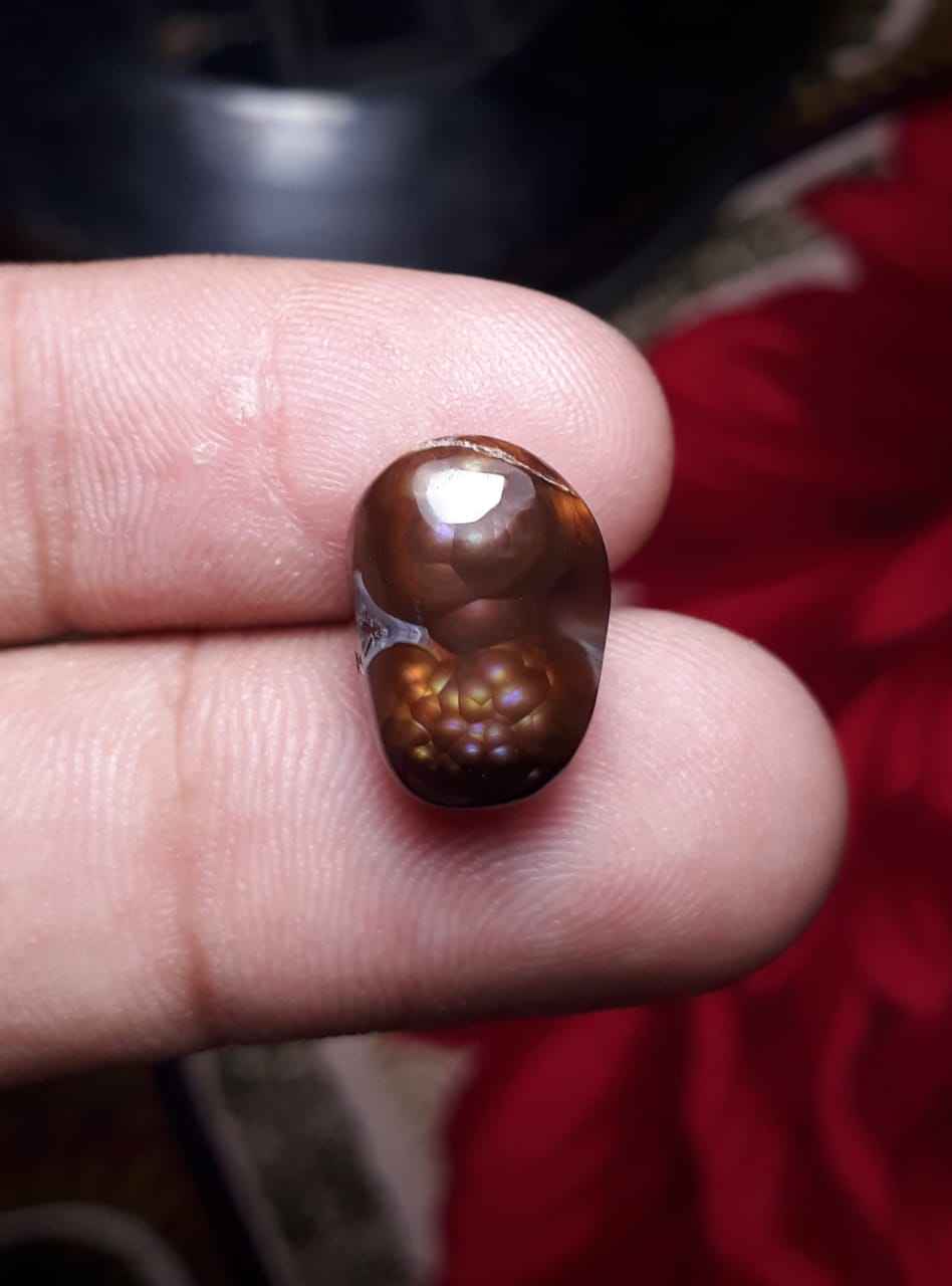8.6ct Bubbly Fire Agate, Natural fire agate, Rare Fire Agate, Fire Agate cabochon - Dimensions 15x10mm