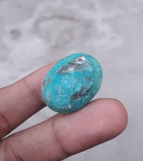 Natural Certified Turquoise - Blue Matrix Turquoise - Shajri Feroza-57ct-27x20mm