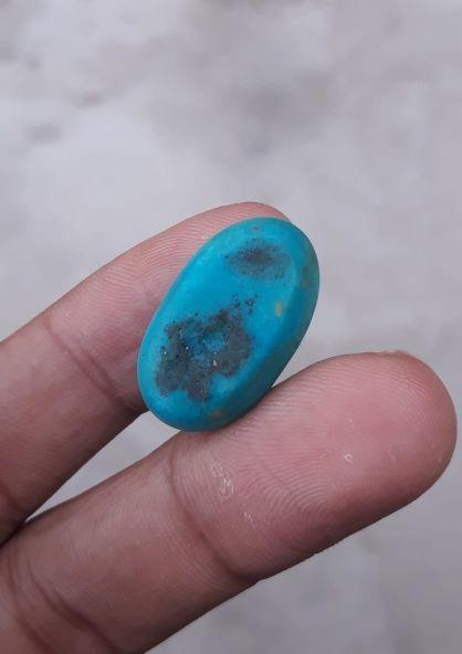 29ct Natural Certified Turquoise - Blue Matrix Turquoise - Shajri Feroza-29ct-25x15mm
