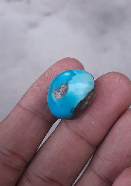 Natural Certified Turquoise - Blue Matrix Turquoise - Shajri Feroza-32ct-20x18mm