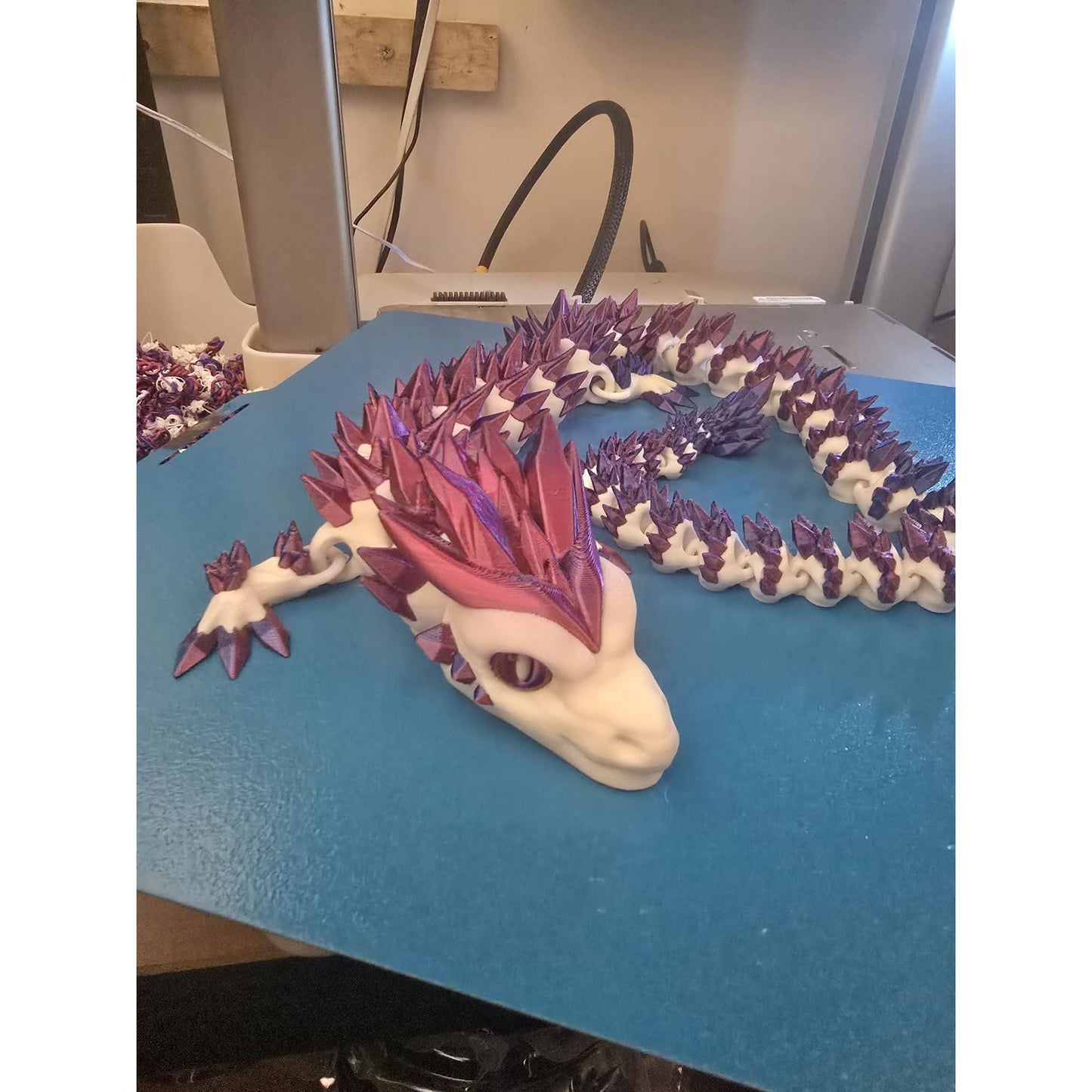 60cm Articulated Dragon ā White & Tri-Color Crystal Edition