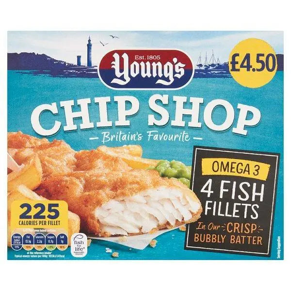 Youngs Chip Shop 4 Fish Fillets 400g - Case of 8