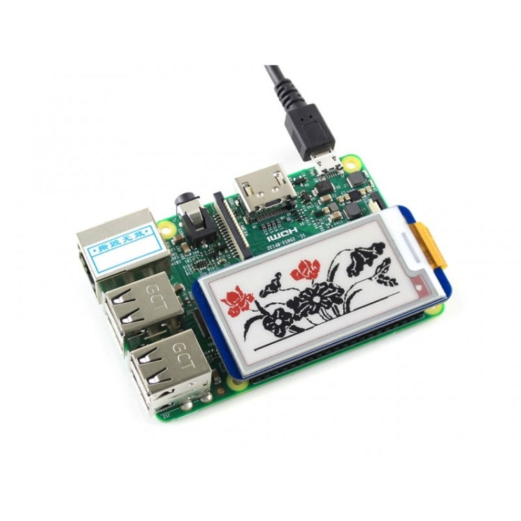 Waveshare 2.13 inch 212x104 Pixel Three-color E-Ink Display HAT (B) for Raspberry Pi, 13448