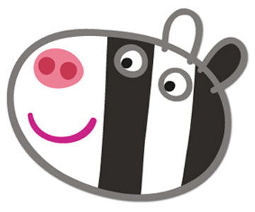 SMP126 Zoe Zebra Peppa Pig Six Pack Cardboard Face Masks With Tabs and Elastic