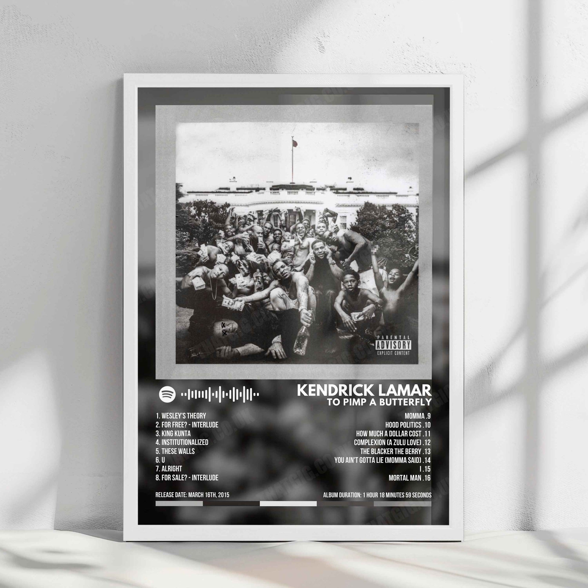 Kendrick Lamar "To Pimp A Butterfly" Album Cover Poster - with Complete Tracklist