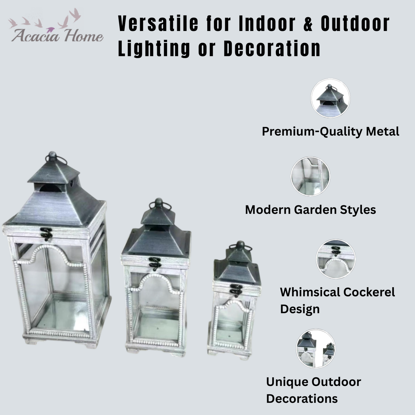 51/41/31CM SET 3 WOODEN LANTERNS