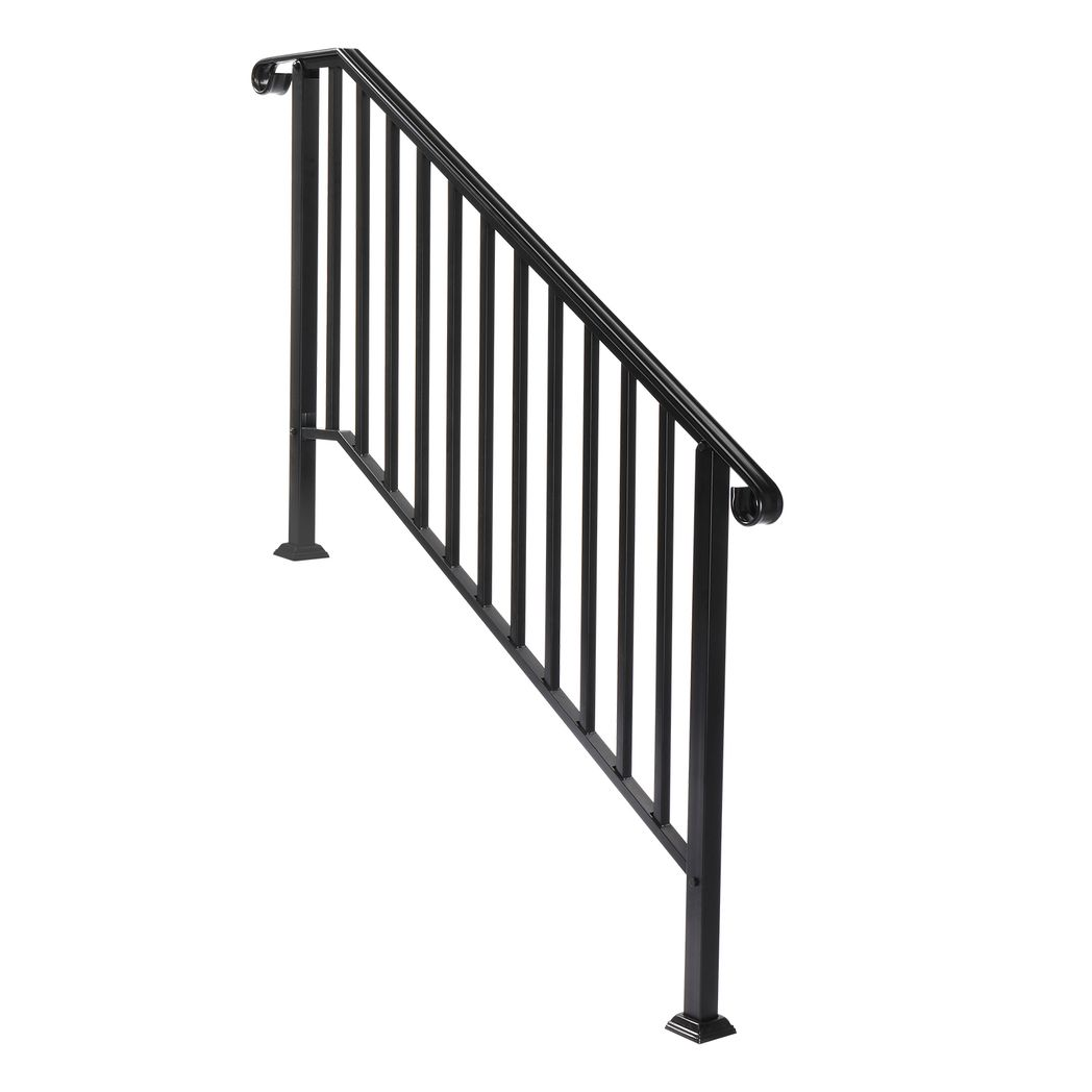 Artisasset Matte Black Outdoor 4 Level Iron Handrail