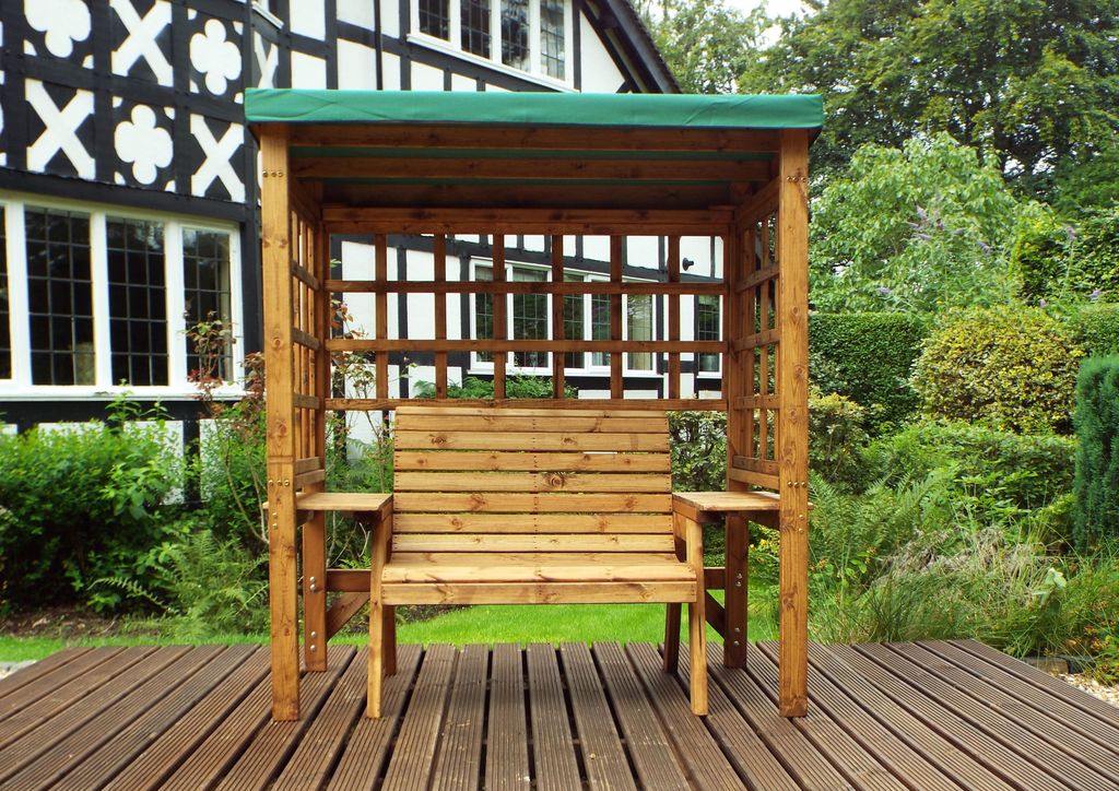 Charles Taylor Trading Wentworth Two Seat Arbour Green With Green Cushion Brown