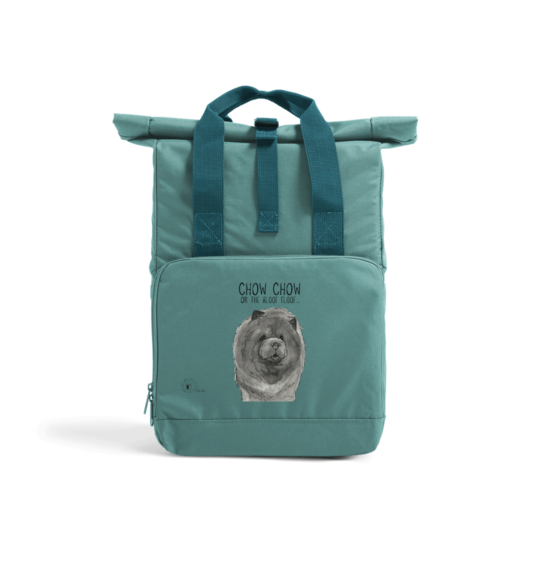 Blue Chow Chow Chic: Aloof Floof Roll-Top Backpack