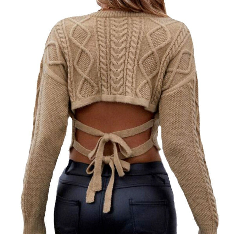 Solid-color Cropped Rib-knit Top