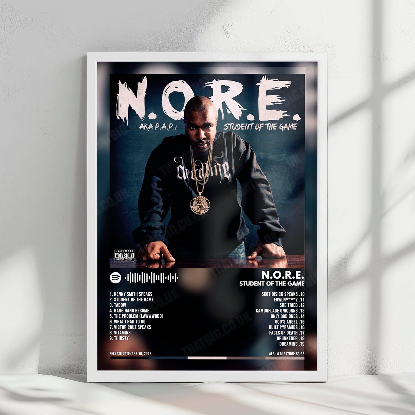 N.O.R.E. "Student of the Game" Album Cover Poster - with Complete Tracklist