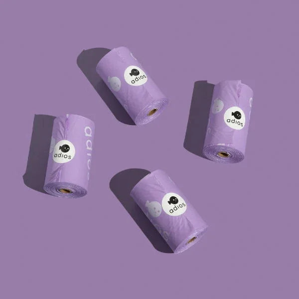Adios Plastic Compstable Poo Bag Lilac 15''s