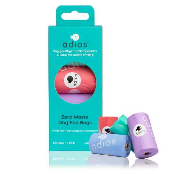 Adios Plastic Compstable Poo Bag Rainbow 8 x 15''s