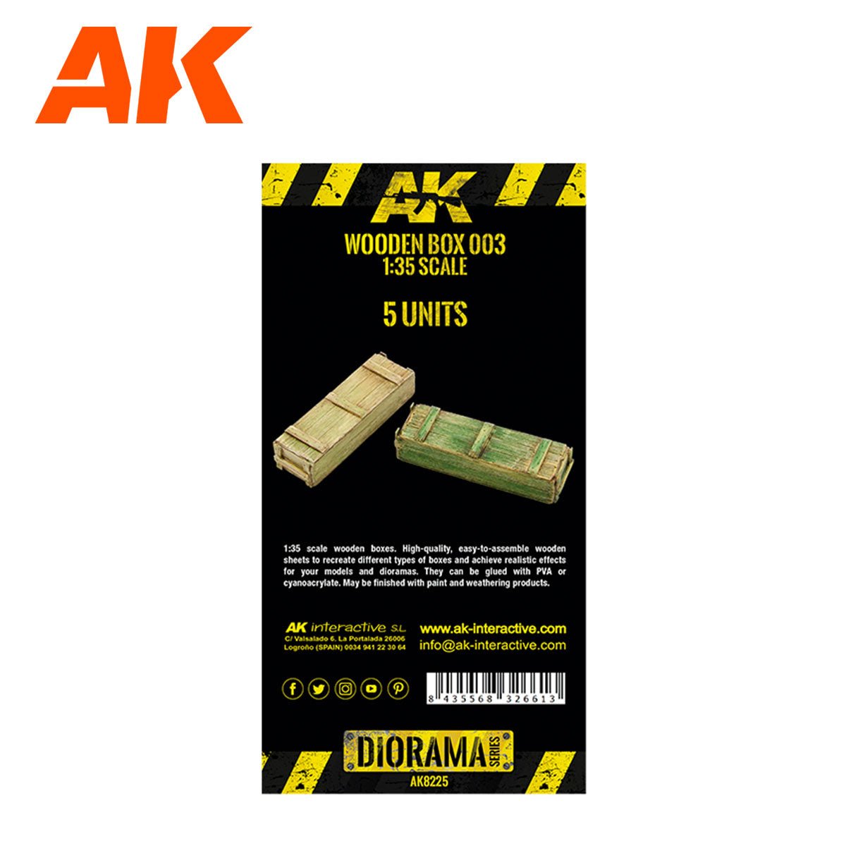 AK Interactive Laser Cut Wooden Box 003 1:35. (5 Units) (AK8225)