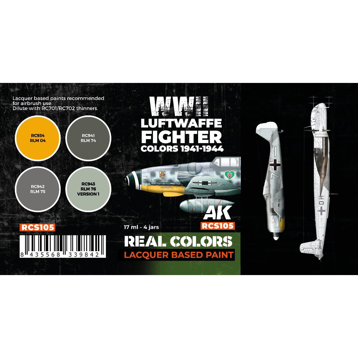 AK Interactive Real Colors - Luftwaffe Fighter Colors 1941-1944 Set (RCS105)