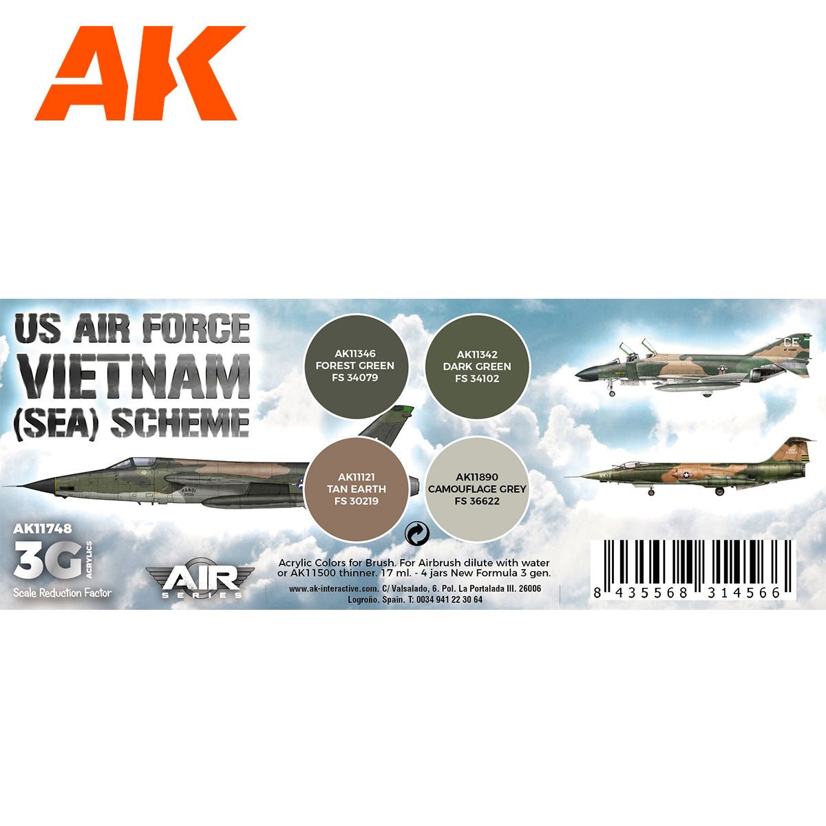 AK Interactive - US Air Force South East Asia (Sea) Scheme Set 3G (AK11748)