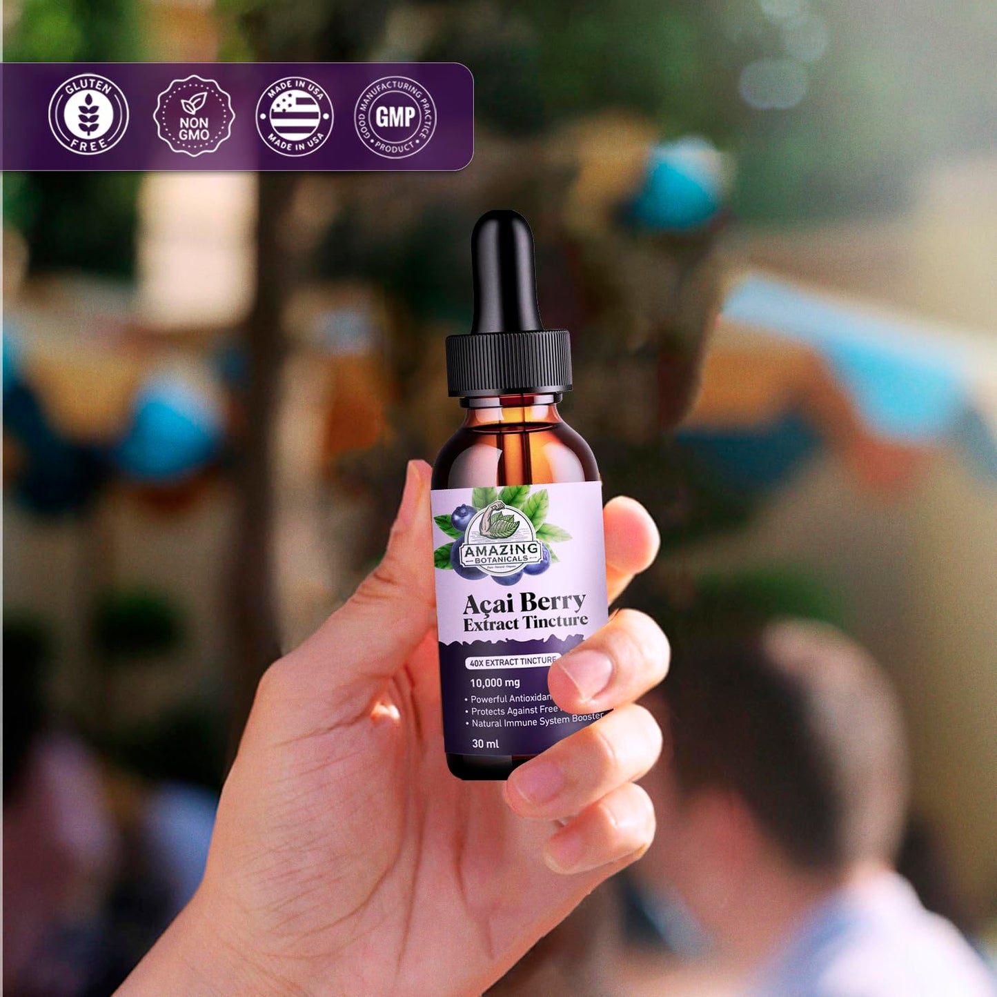 Amazing Botanicals Acai Berry Tincture 10,000 mg ā 30ml | Premium Antioxidant Supplement