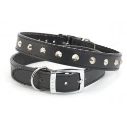 Ancol Leather Collar Studded Black 50-59cm