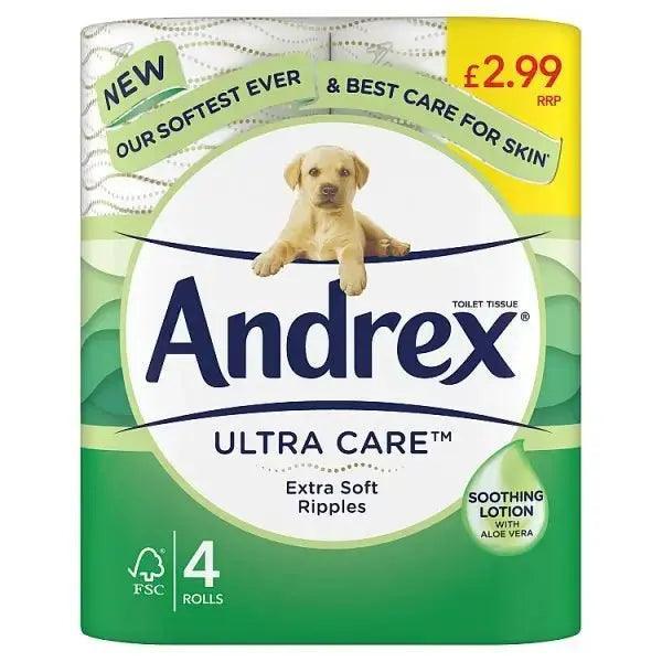 Andrex Toilet Tissue Ultra Care Extra Soft Ripples 4 Rolls (Case of 5)