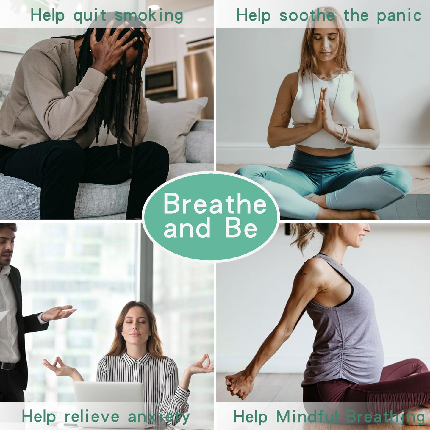 Anxiety Relief Pendant - Mindfulness Breathing Necklace & Essential Oil Diffuser (Gold)