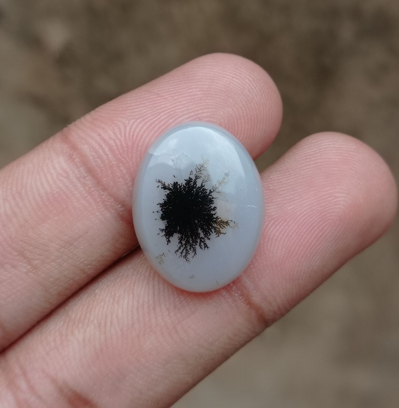 19.7ct Natural Dendritic Agate - Shajri Aqeeq -21.5x17x6mm