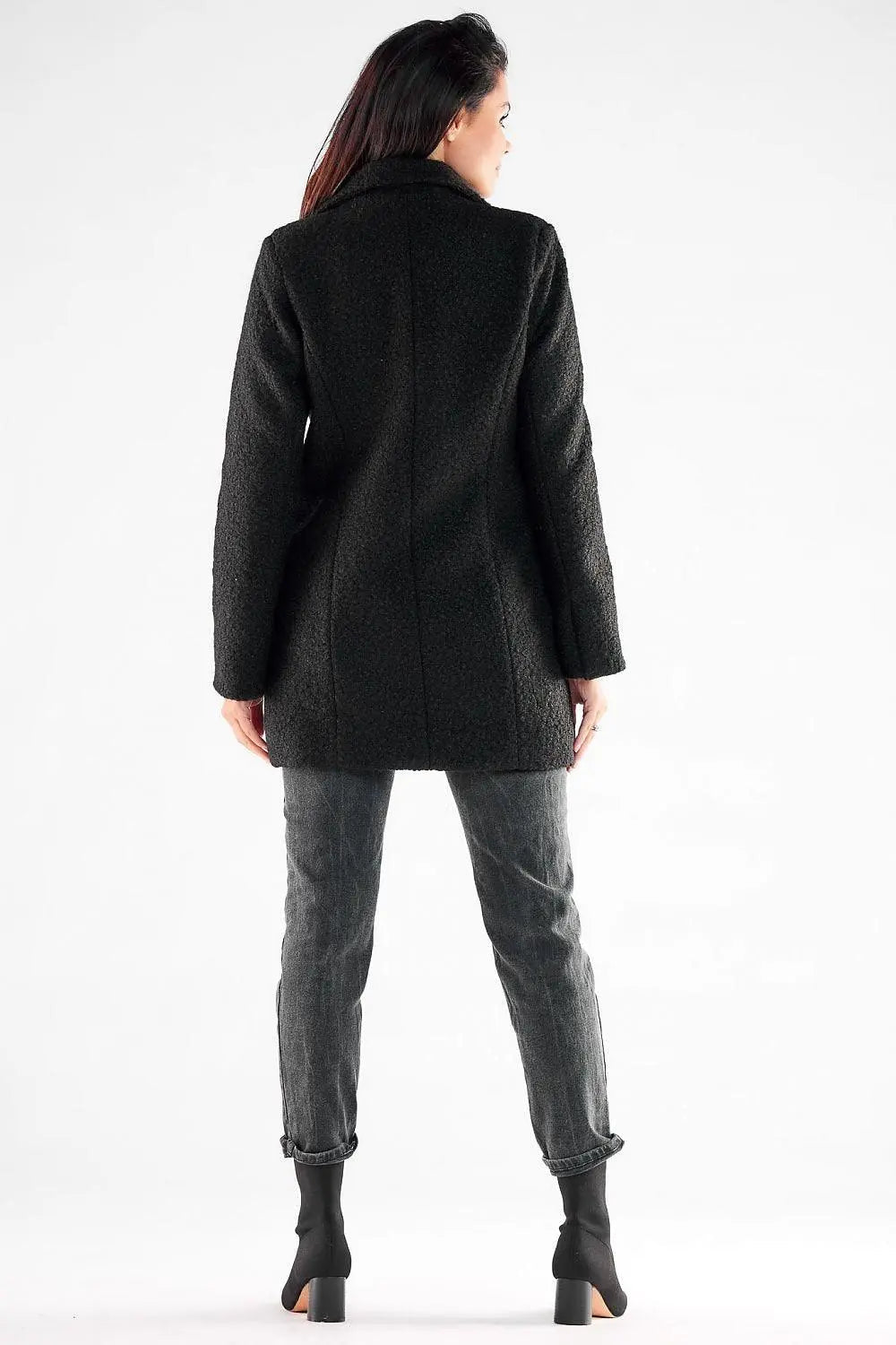 Awama large black buttons double-breasted coat