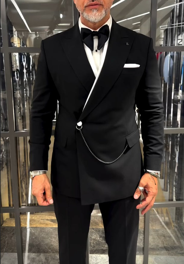 Fake Double-Layered Jacket With Chain