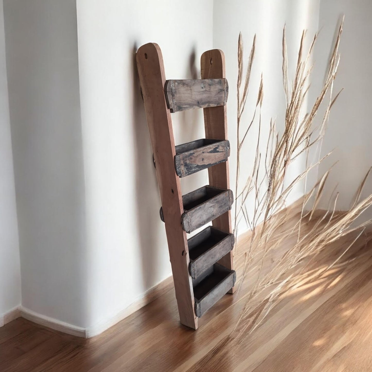 120CM RECLAIMED WOODEN WALL 5 BRICK  RACK